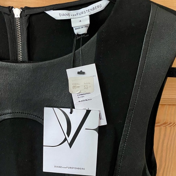 DVF Lambskin Leather and Spandex Sleeveless A-Line Dress w/ Sexy Goth Vibes - Picture 13 of 14